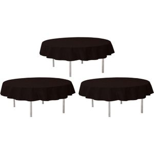3x Zwarte ronde tafelkleden/tafellakens 240 cm non woven polypropyleen Opaque Black - Zwarte tafeldecoraties - Zwart thema