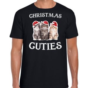Kitten Kerstshirt / Kerst t-shirt Christmas cuties zwart voor heren - Kerstkleding / Christmas outfit