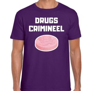 Drugs crimineel verkleed t-shirt paars voor heren - drugs crimineel XTC carnaval / feest shirt kleding