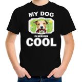 Jack russel honden t-shirt my dog is serious cool zwart - kinderen - Jack russel terriers liefhebber cadeau shirt - kinderkleding / kleding