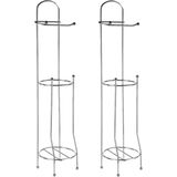 Set van 2x stuks staande wc/toiletrolhouders met reservoir zilver 66 cm van verchroomd metaal - Wc-rol houder - Toiletrol houder