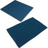 Urban Living Douche anti-slip en droogloop mat/tapijt - badkamer set - rubber/polyester - donkerblauw