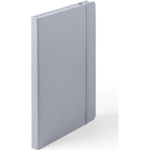 Luxe schriften/notitieboekje grijs met elastiek A5 formaat - blanco paginas - opschrijfboekjes - 100 paginas