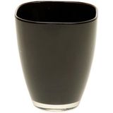 Zwarte vierkante vaas van glas 17 cm - bloempot / bloemen vaas