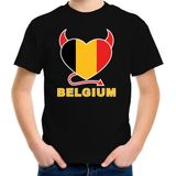 Belgium hart supporter t-shirt zwart EK/ WK voor kinderen - EK/ WK shirt / outfit