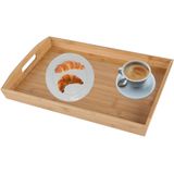 Bambou &amp;amp; Co Dienblad/serveerblad Breakfast - rechthoek - bamboe hout - 44 x 29 x 4 cm - handvaten