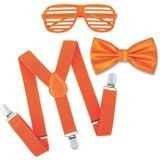 Oranje supporters verkleed set met bril-bretels-vlinderstrik-zonneklep