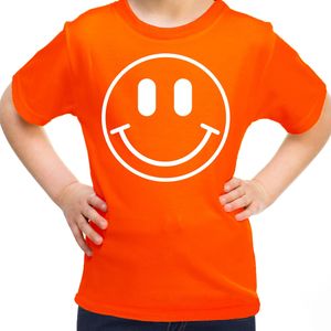 Bellatio Decorations Verkleed shirt meisjes - smiley - oranje - carnaval - feestkleding voor kinderen