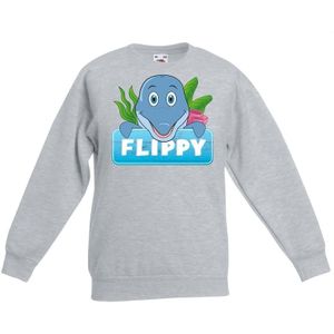 Flippy de dolfijn sweater grijs voor kinderen - unisex - dolfijnen trui - kinderkleding / kleding