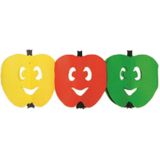 2x stuks appel fruit thema versiering slinger 3 meter - versieringen/feestartikelen gezondheid