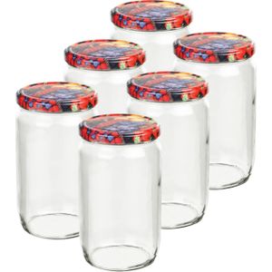 Set van 12x stuks glazen weckpotten/inmaakpotten met schroefdop 720 ml - Jampotjes met draaideksel - Voorraadpotten met draaidop