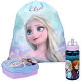 Disney Frozen lunchbox set voor kinderen - 3-delig - blauw/lila - incl. gymtas/schooltas