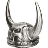 Atosa Carnaval verkleed Viking helm - grijs - met hoorns - plastic - heren - krijgers en ridders