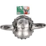 Atosa Carnaval verkleed Viking helm - grijs - met hoorns - plastic - heren - krijgers en ridders