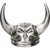 Atosa Carnaval verkleed Viking helm - grijs - met hoorns - plastic - heren - krijgers en ridders