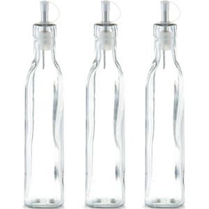 4x Glazen azijn/olie flessen met schenktuit 270 ml - Zeller - Keuken/kookbenodigdheden - Tafel dekken - Azijnflessen - Olieflessen - Doseerflessen van glas