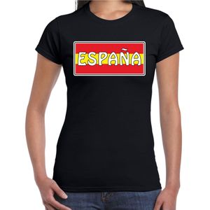 Spanje / Espana landen t-shirt zwart dames -  Spanje landen shirt / kleding - EK / WK / Olympische spelen outfit