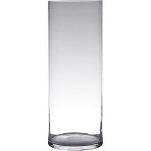 Transparante home-basics cilinder vorm vaas/vazen van glas 50 x 19 cm - Bloemen/takken/boeketten vaas voor binnen gebruik