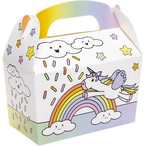 36x Gekleurde traktatiedoosjes met eenhoorns/unicorns - Verjaardagfeestje - Traktatie doosjes
