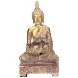 Goud boeddha beeldje met waxine/theelicht houder 18 cm - Woondecoratie - Kaarsenhouder