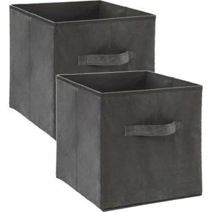Set van 2x stuks opbergmand/kastmand 29 liter donkergrijs polyester 31 x 31 x 31 cm - Opbergboxen - Vakkenkast manden