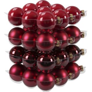 36x Kerstversiering kerstballen rood/donkerrood van glas - 6 cm - mat/glans - Kerstboomversiering