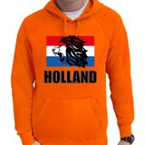 Oranje fan hoodie voor heren - met leeuw en vlag - Holland / Nederland supporter - EK/ WK hooded sweater / outfit