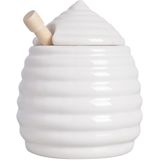 Esschert Design Honingpot incl lepel - wit - keramiek/hout - 400 ml