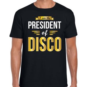 President of disco feest t-shirt zwart voor heren - discofeest / party shirt - Cadeau voor een disco liefhebber