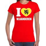 T-shirt I love Vlaanderen voor dames - rood - Vlaamse shirtjes / outfit