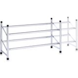 Metalen schoenenkast/schoenenrek uitschuifbaar 2-laags 64-117 cm - Zeller - Schoenen opbergers/opbergen - Schoenenkasten/schoenenrekken - Camping/gang kasten/rekken