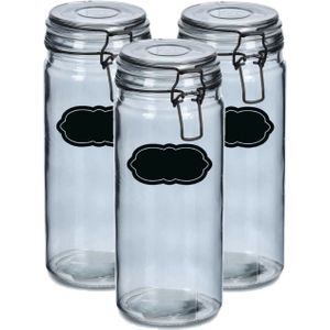 Weckpot/inmaakpot - 4x - 1L - glas - met beugelsluiting - incl. etiketten