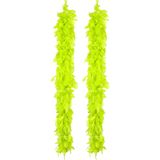 Boa kerstslingers - met veren - 2x st - neon groen - 180 cm - 50 gram - kerstversiering