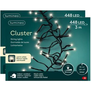 Clusterverlichting -  2 stuks - warm wit - 300 cm - 448 leds