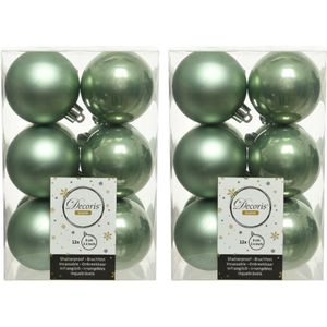 36x Salie groene kunststof kerstballen 6 cm - Mat/glans - Onbreekbare plastic kerstballen - Kerstboomversiering salie groen