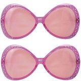 2x stuks diamant verkleed feest zonnebril roze - carnaval brillen