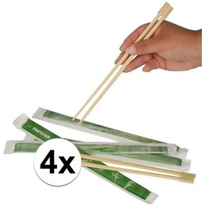 4 paar Eetstokjes van bamboe hout 2 stuks