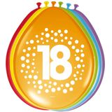 24x stuks verjaardag leeftijd party ballonnen in 18 jaar thema - Opgeblazen 29 cm - Feestartikelen/versieringen