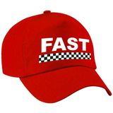 Fast / finish vlag verkleed pet rood voor meisjes en jongens - Racing team baseball cap - carnaval / kostuum