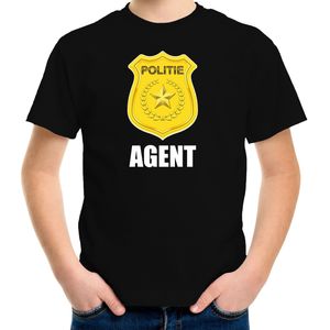 Agent politie embleem t-shirt zwart voor kinderen - politie - verkleedkleding / carnaval kostuum