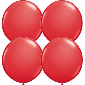 4x stuks qualatex mega ballon 90 cm diameter rood - Feestartikelen/versieringen