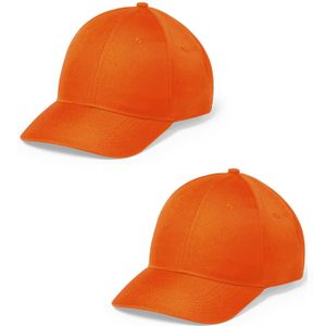 2x stuks oranje 6-panel baseballcap voor volwassenen. Oranje/holland thema petjes. Koningsdag of Nederland fans supporters