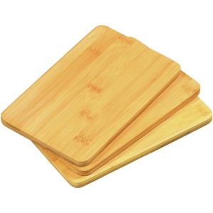 Kesper Ontbijtplankjes set 3x stuks - bamboe hout - 22 x 14 cm - lichtbruin - Broodplankjes - serveerplankjes