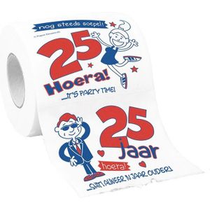 Toiletpapier/wc-papier 25 jaar met grappige tekst - 25e verjaardag - wc-rollen - cadeau / versiering
