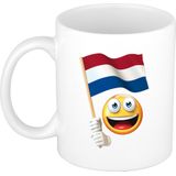 2x stuks smiley vlag Nederland mok/ beker wit 300 ml
