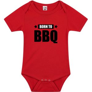 Born to BBQ tekst baby rompertje rood jongens en meisjes - Kraamcadeau barbecue liefhebber