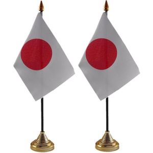 2x stuks japan tafelvlaggetjes 10 x 15 cm met standaard - Landen vlaggen feestartikelen/versiering