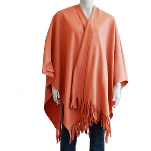 Luxe omslagdoek/poncho - perzik - 180 x 140 cm - fleece - Dameskleding accessoires