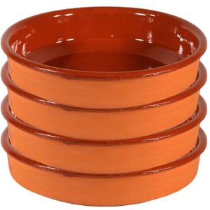 8x Tapas schalen bruin/ terracotta 24 cm - Tapas serveerschalen/borden