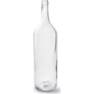 Transparante fles vaas/vazen van glas 14 x 53 cm - Woonaccessoires/woondecoraties - Glazen bloemenvaas - Flesvaas/flesvazen
